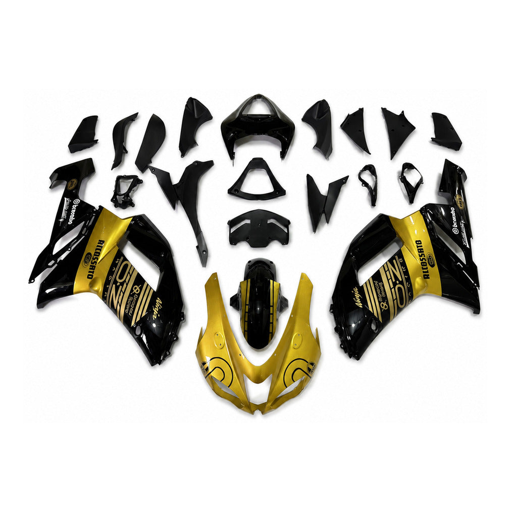 NT Fairing Fit for Kawasaki 2007-2008 ZX-6R N089- Gold Black | ABS Injection - 1