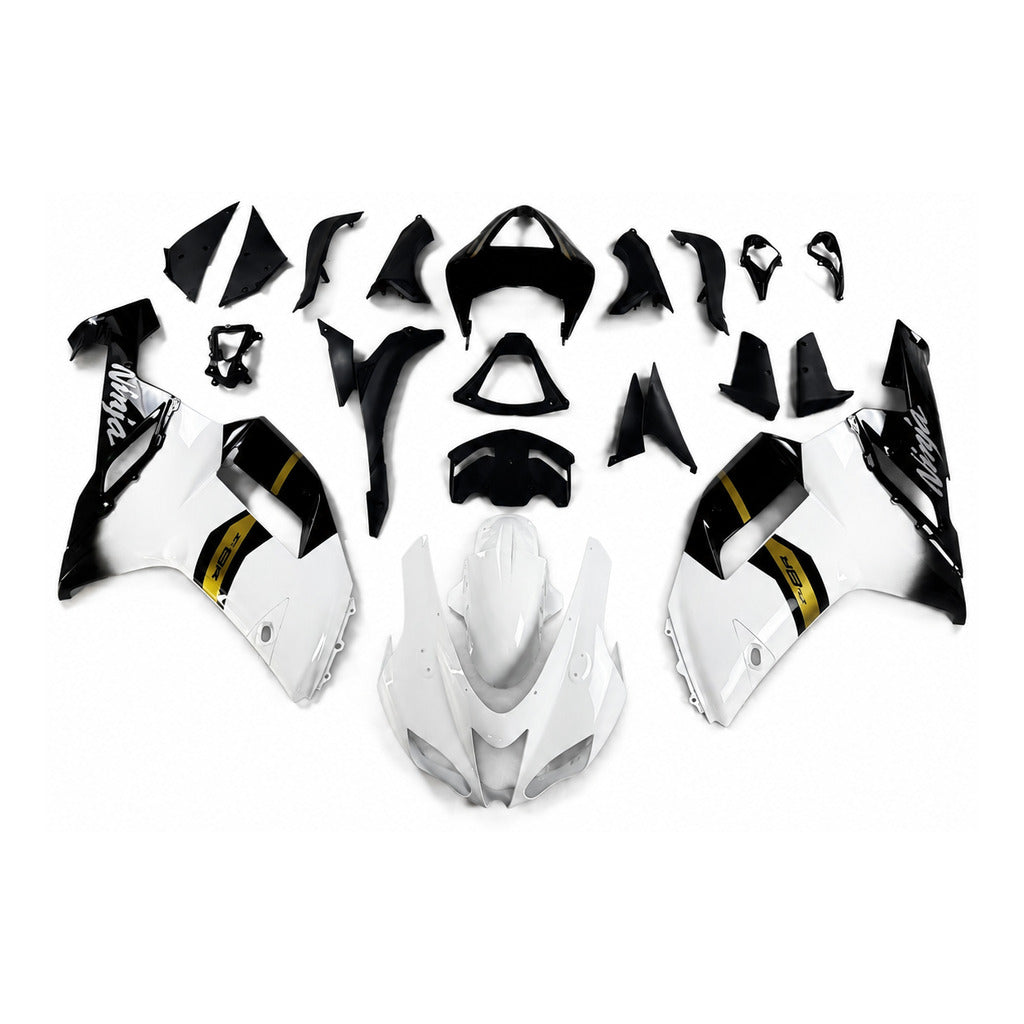 NT Fairing Fit for Kawasaki 2007-2008 ZX-6R N090- White Black Gold | ABS Injection - 1