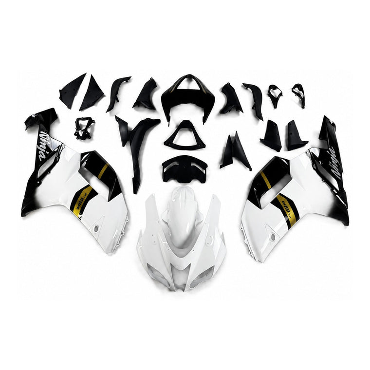 NT Fairing Fit for Kawasaki 2007-2008 ZX-6R N090- White Black Gold | ABS Injection