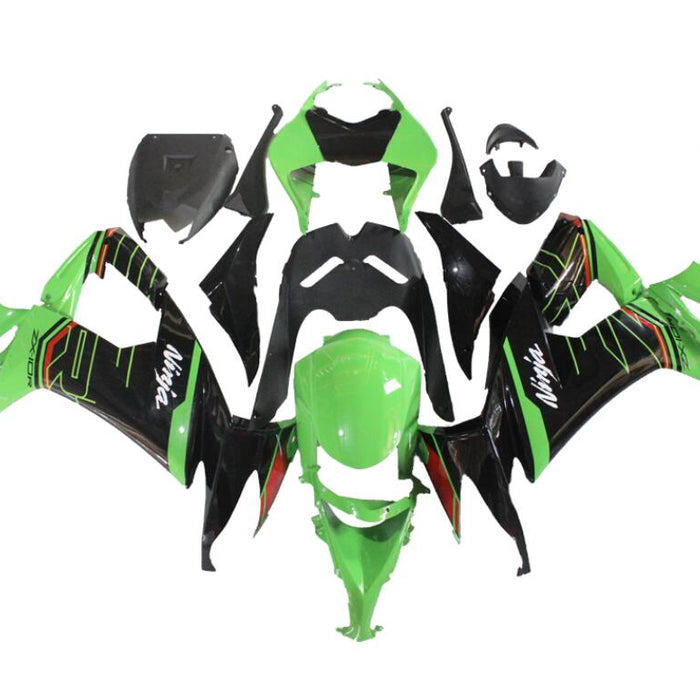 US STOCK NT Aftermarket Injection ABS Plastic Fairing Fit for ZX10R 2008-2010 Green Black Red KRT N062 Available in TX