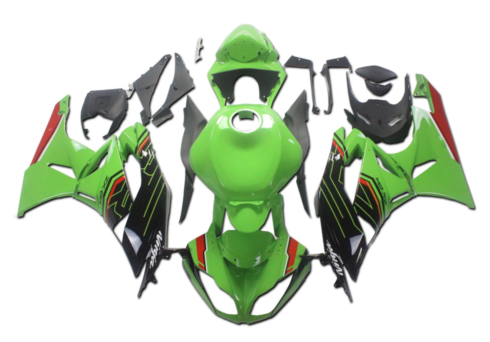 NT Fairing Fit for Kawasaki 2009-2012 ZX-6R U063- Green Black Red | ABS Injection, US Stock