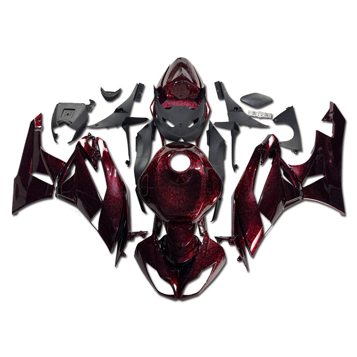 NT Aftermarket Injection ABS Plastic Fairing Fit for ZX6R 636 2009-2012 Red Forged Carbon Fiber Look US06
