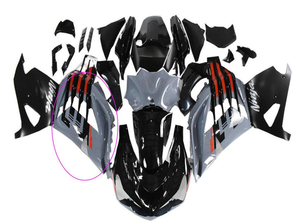 NT Aftermarket Injection Right Side Fairing Fit for ZX14R 2012-2024 Gray Black N017
