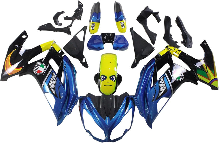 NT Injection Aftermarket ABS Plastic Fairing Fit for EX650R 2012-2016 Blue Yellow Shark N022