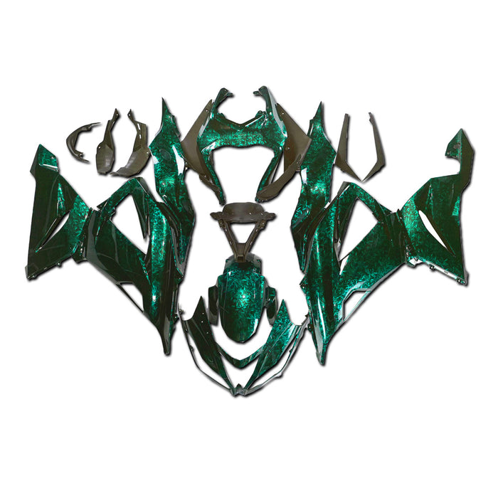 NT Aftermarket Injection ABS Plastic Fairing Fit for ZX6R 636 2013-2018 Green Forged Carbon Fiber Look with Tank Cover U05