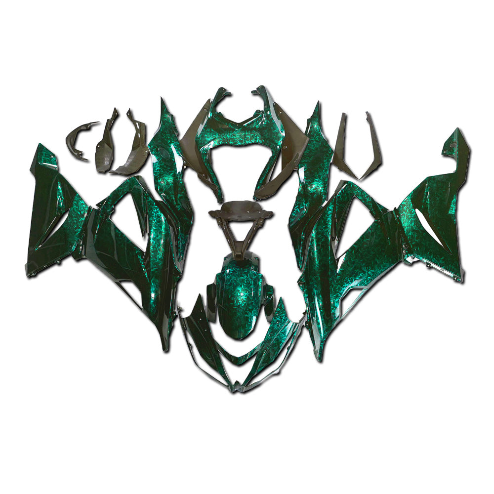 NT Fairing Fit for Kawasaki 2013-2018 ZX-6R U05- Green Forged Carbon Fiber Look With Tank Cover | ABS Injection