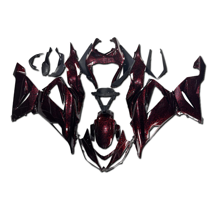 NT Aftermarket Injection ABS Plastic Fairing Fit for ZX6R 636 2013-2018 Red Forged Carbon Fiber Look with Tank Cover U06