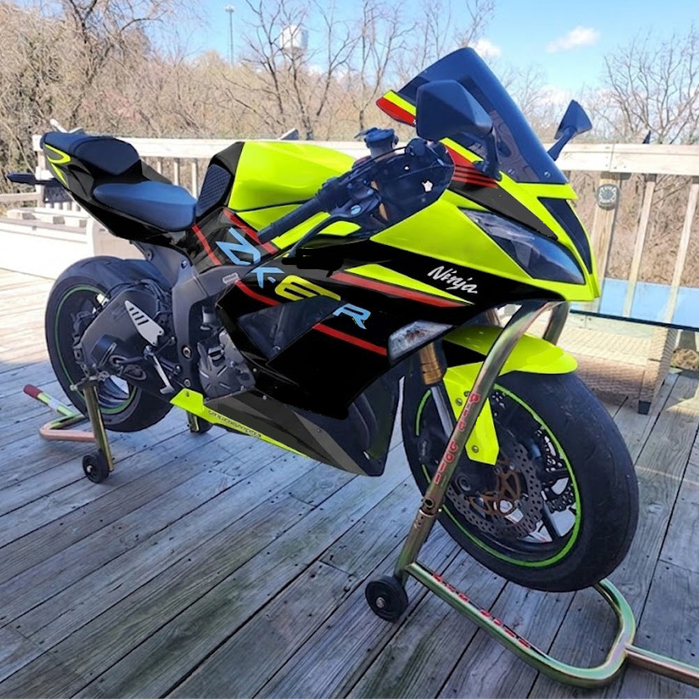 NT Fairing Fit for Kawasaki 2013-2018 ZX-6R N081- White Black Fluorescent Yellow | ABS Injection, US Stock