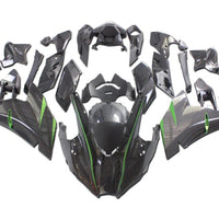 NT Aftermarket Injection ABS Plastic Fairing Fit for Ninja H2 2015-2022 Green with Carbon Fiber Look N015