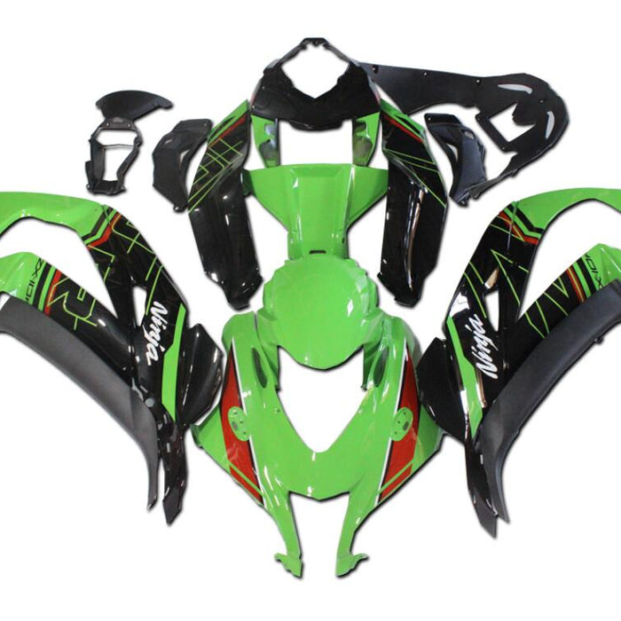 US STOCK NT Aftermarket ABS Plastic Injection Fairing Kit Fit for ZX10R 2016-2020 Green Black N024 Available in CA