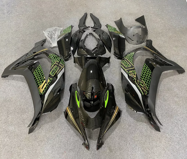NT Aftermarket ABS Plastic Injection Fairing Kit Fit for ZX10R 2016-2020 Black Green Gold With Full Tank Cover N0001