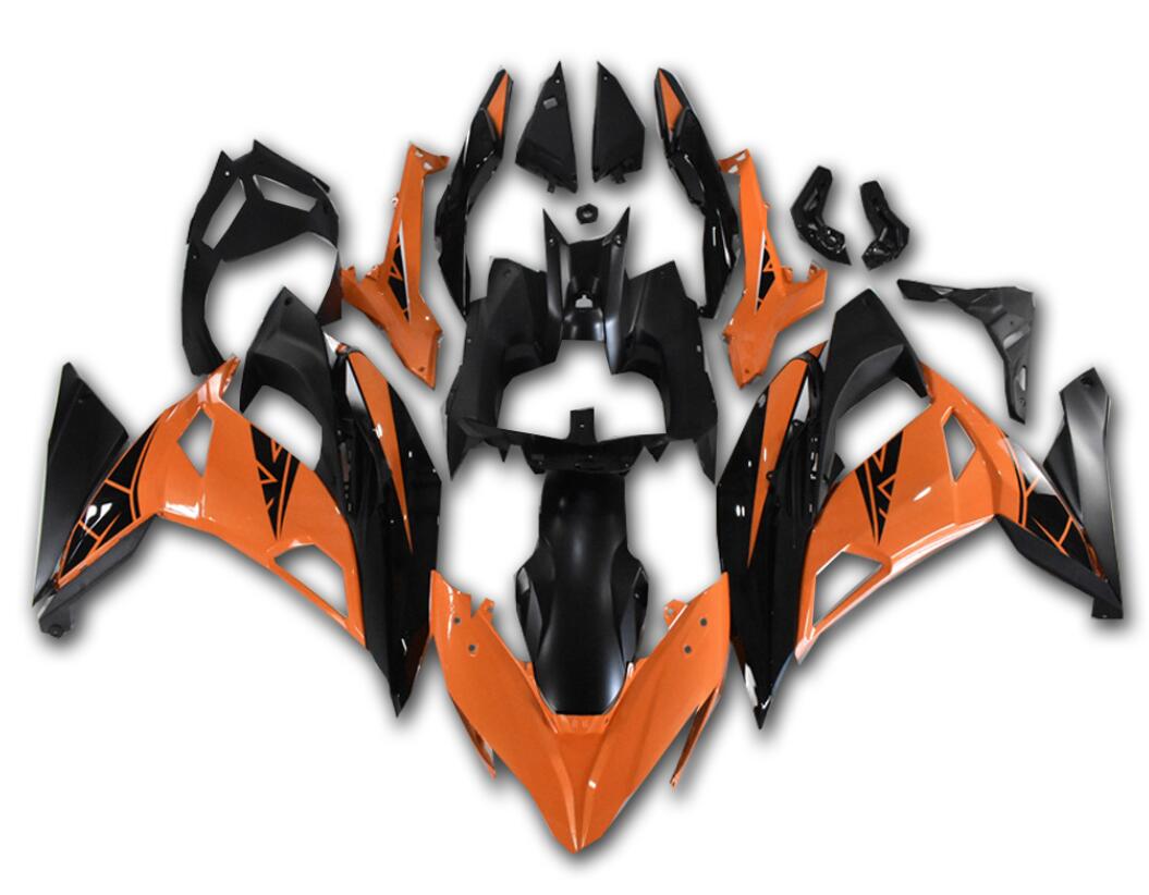 US STOCK NT Aftermarket ABS Plastic Fairing Fit for EX650R 2017-2019 Glossy Orange Black N011 Available in CA