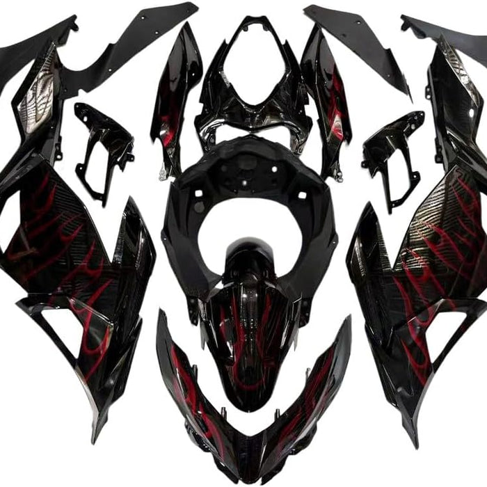 US STOCK NT Aftermarket Injection ABS Plastic Fairing Fit for EX400 2018-2023 Black Red Flame N079 Available in TX