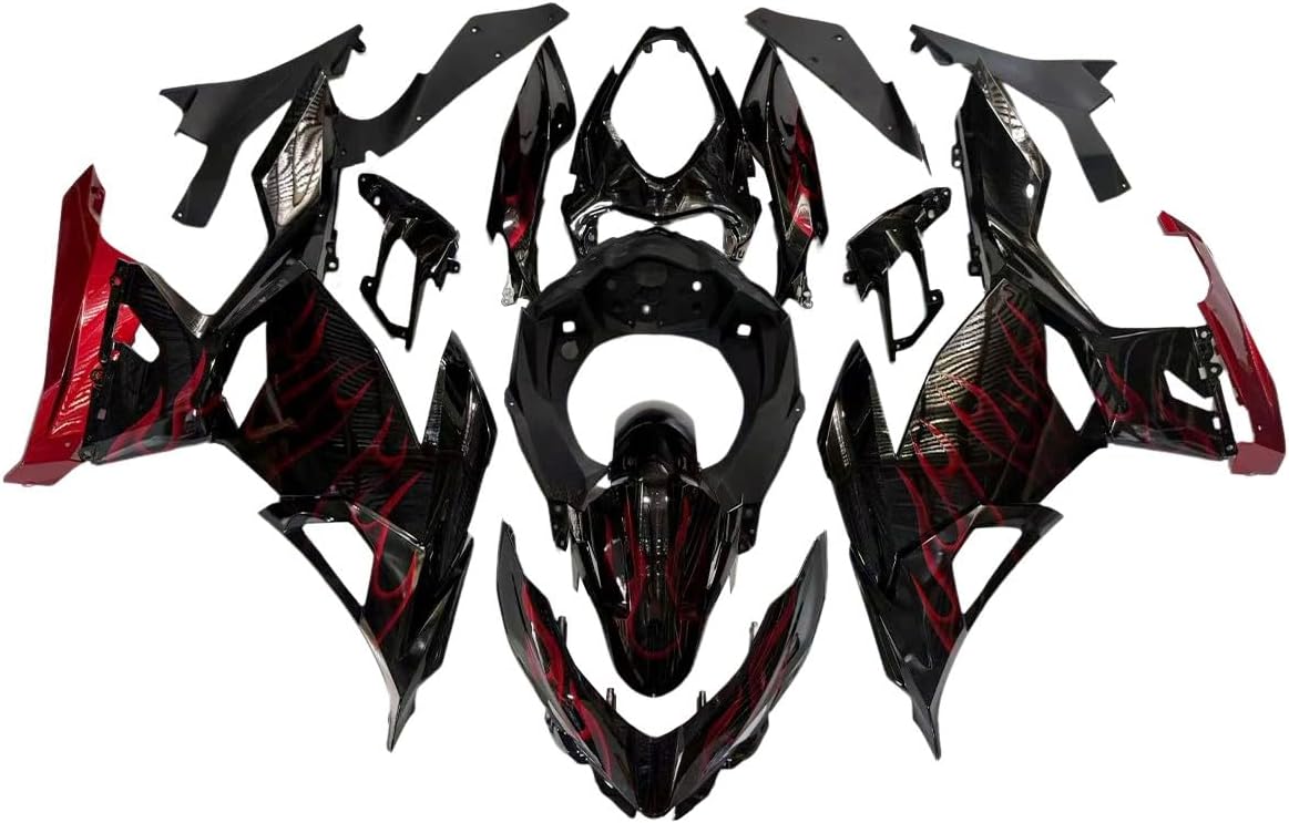 NT Fairing Fit for Kawasaki 2018-2023 EX400 N079- Black Red Flame | ABS Injection, US Stock