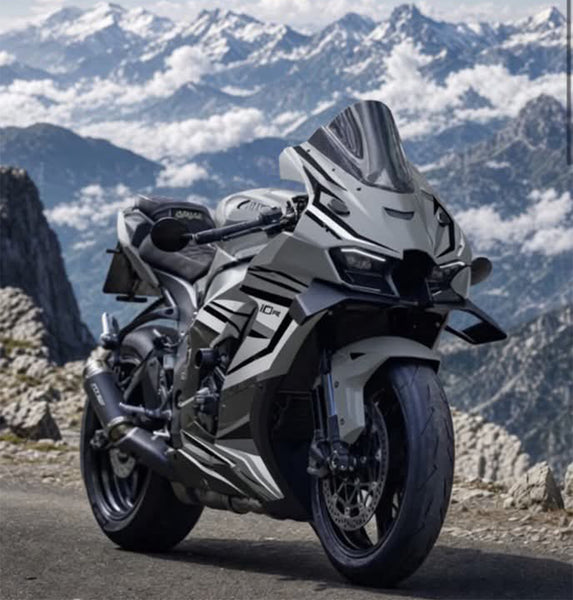 NT Aftermarket ABS Plastic Injection Fairing Kit Fit for Ninja ZX10R 2021-2025 Matte Gray White Black White T0002