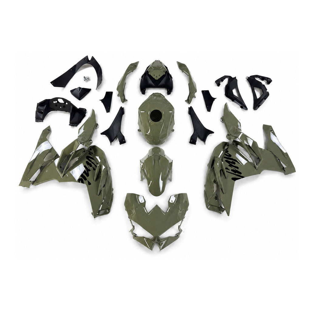 NT Fairing Fit for Kawasaki 2024-2025 EX500 U104- Olive Green Black | ABS Injection - 1
