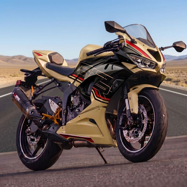 US STOCK NT Injection Mold New Kit Gold Black ABS Fairing Fit for Kawasaki 2024-2025 ZX6R 636 N097 Available in CA