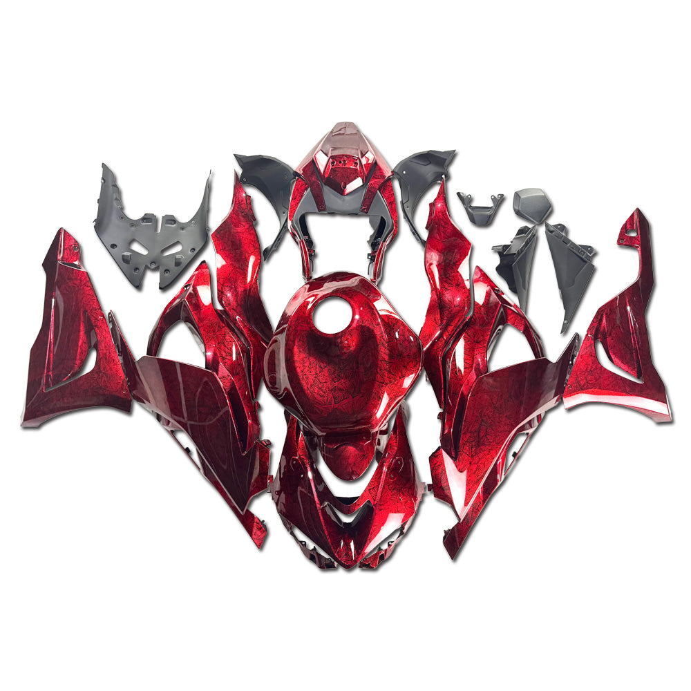 NT Fairing Fit for Kawasaki 2024-2026 ZX-6R SU13- Ice Cracked Red Forged Carbon Fiber Look | ABS Injection