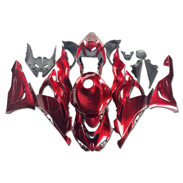 NT Aftermarket Injection ABS Plastic Fairing Fit for ZX6R 636 2024 Ice Cracked Red Forged Carbon Fiber Look SU13
