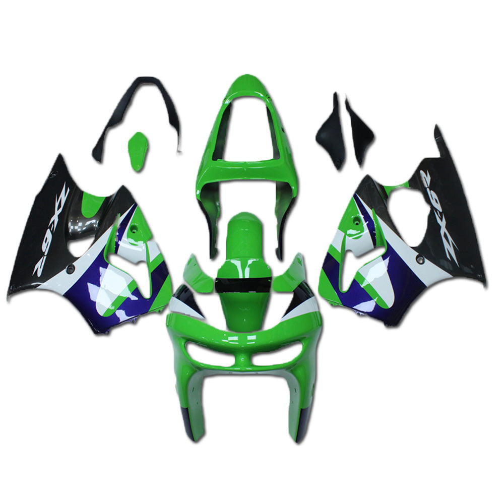 NT Fairing Fit for Kawasaki 1998-1999 ZX-6R N005- Green Black White | ABS