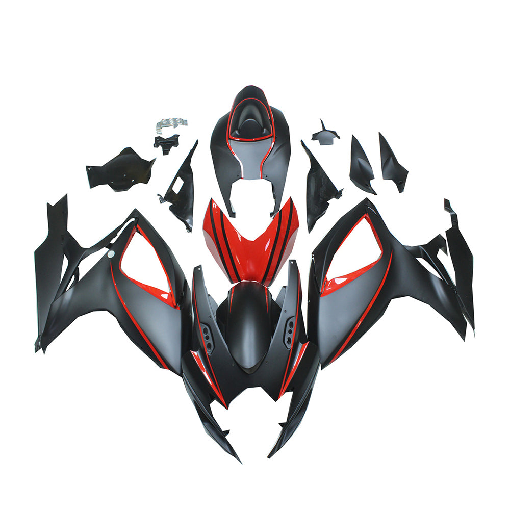 NT Fairing Fit for Suzuki 2006-2007 GSXR600/750 N127- Matte Black Red | ABS Injection, US Stock