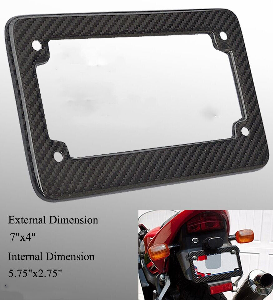 US STOCK NT Real 100% 3K Carbon Fiber Universal License Plate Frame for Motorcycle Available in CA