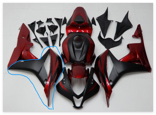 Right Side Upper Fairings for CBR600RR 2007-2008 red black