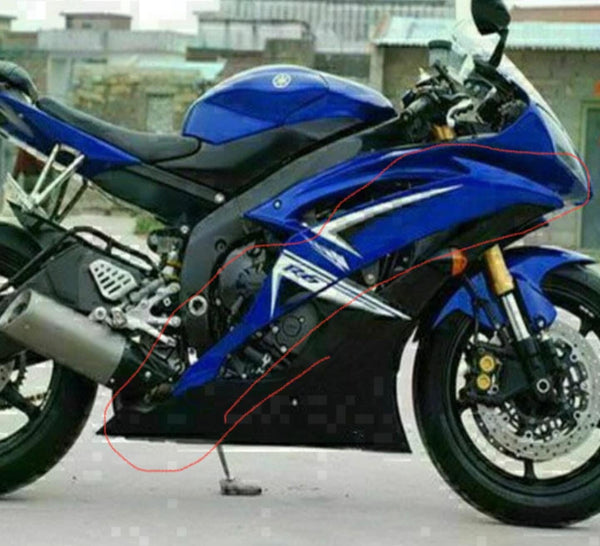 Right Side Mid Fairing Fit for YZF R6 2008-2016 blue white