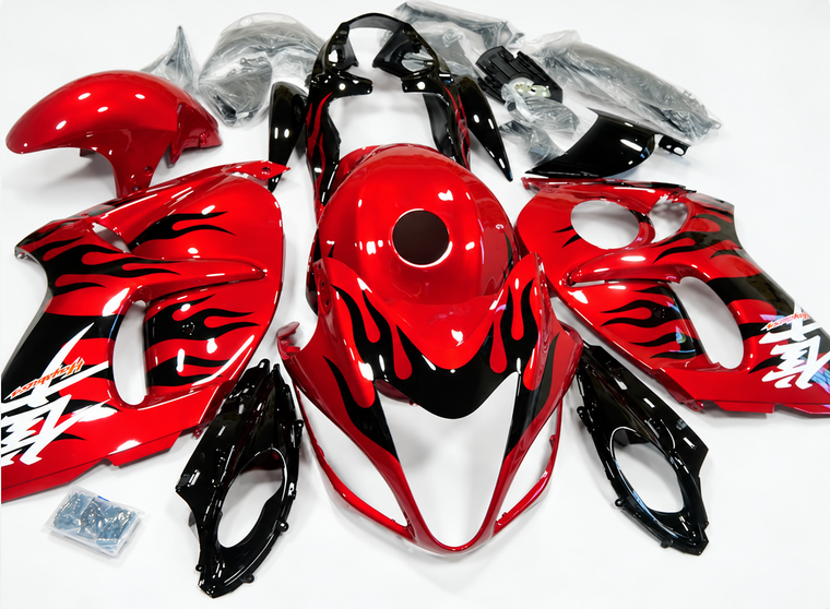 NT Fairing Fit for Suzuki 2008-2020 Hayabusa GSXR 1300 N20142- Candy Red Black Flame | ABS Injection