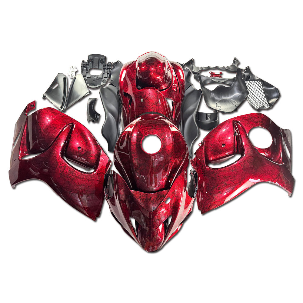 NT Fairing Fit for Suzuki 2008-2020 Hayabusa GSXR 1300 S10- Red Ice Cracked Forged Carbon Fiber Look | ABS Injection, US Stock