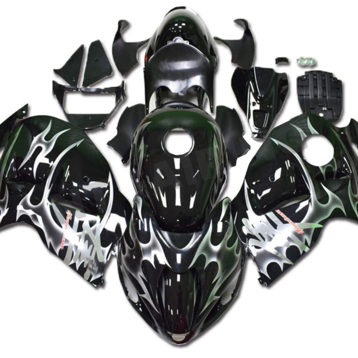NT Aftermarket Injection ABS Plastic Fairing Fit for GSXR 1300 Hayabusa 1997-2007 Black Silver N057