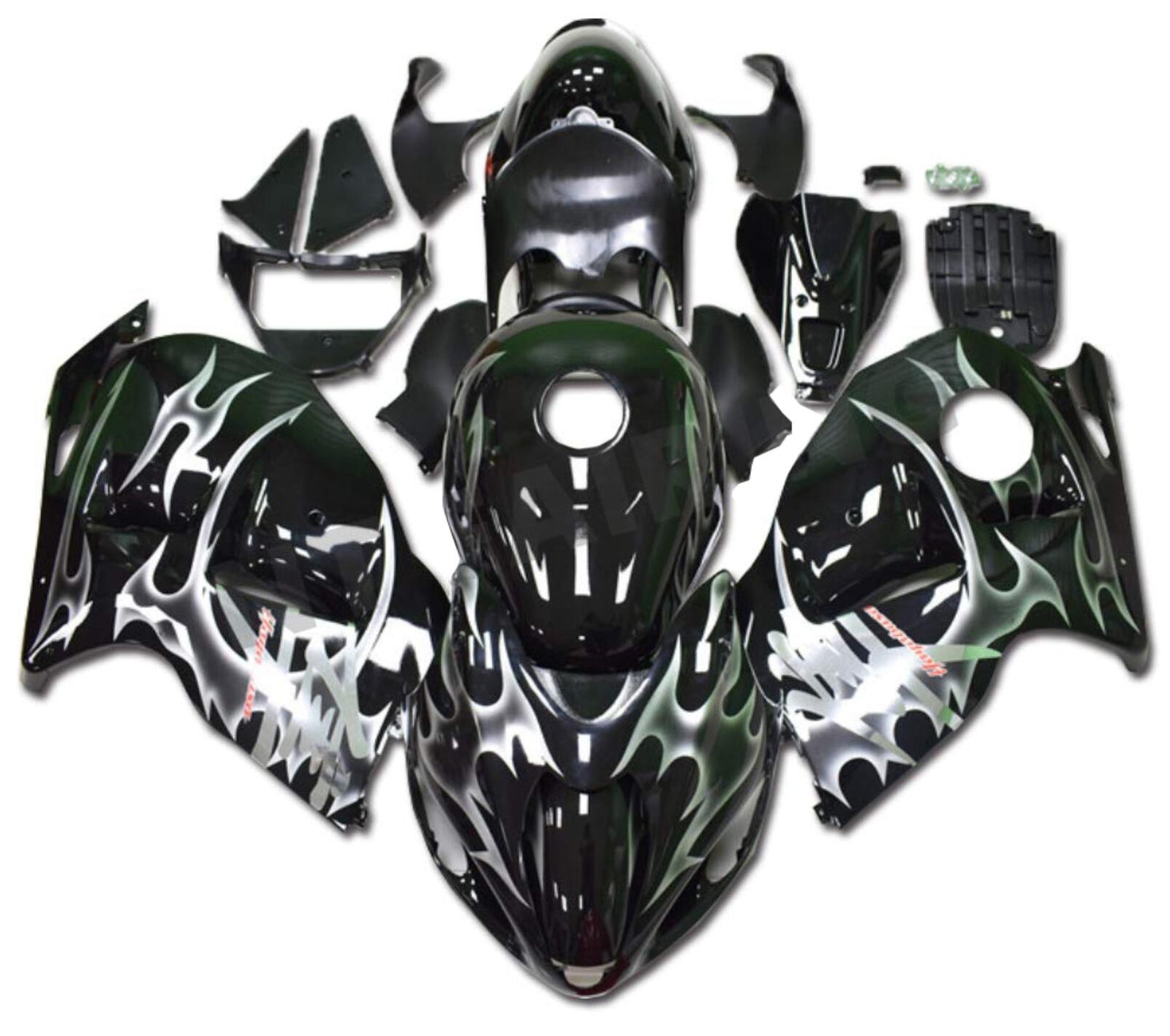 NT Fairing Fit for Suzuki 1999-2007 Hayabusa GSXR 1300 N057- Black Silver | ABS Injection