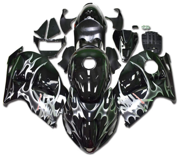 NT Aftermarket Injection ABS Plastic Fairing Fit for GSXR 1300 Hayabusa 1997-2007 Black Silver N057
