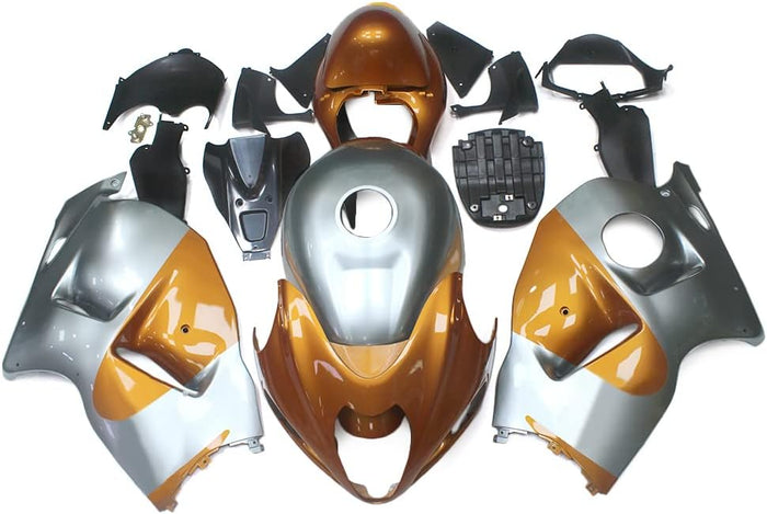NT Aftermarket Injection ABS Plastic Fairing Fit for GSXR 1300 Hayabusa 1997-2007 Brown Silver N102