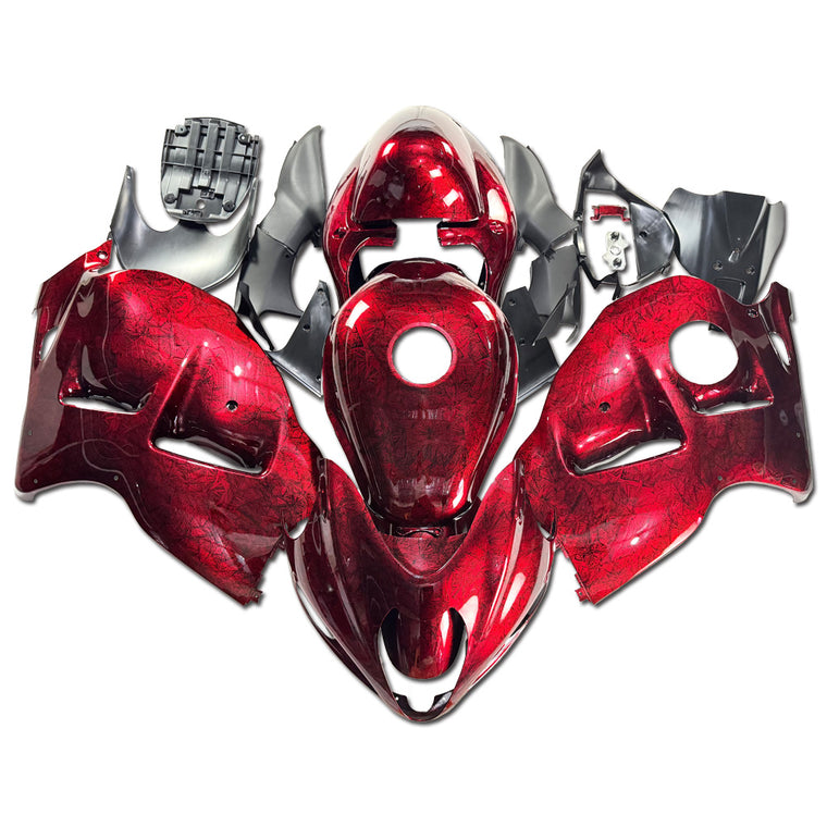 NT Fairing Fit for Suzuki 1999-2007 Hayabusa GSXR 1300 S11- Red Ice Cracked Forged Carbon Fiber Look | ABS Injection, US Stock