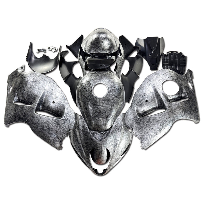 NT Aftermarket Injection ABS Plastic Fairing Fit for GSXR 1300 Hayabusa 1997-2007 Black Ice Cracked Forged Carbon Fiber Look S12