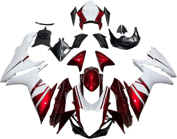 US STOCK NT Aftermarket Injection ABS Plastic Fairing Fit for GSXR 600/750 2011-2024 White Red N102 Available in CA