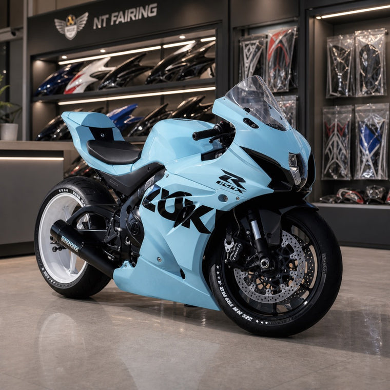 NT Aftermarket Injection ABS Plastic Fairing Fit for GSXR 1000 2017-2025 Light Blue Black T039