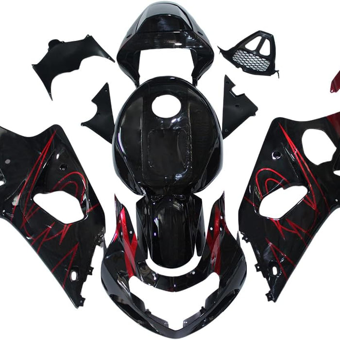 NT Aftermarket Injection ABS Plastic Fairing Fit for GSXR 1000 2000-2002 Black Red U029