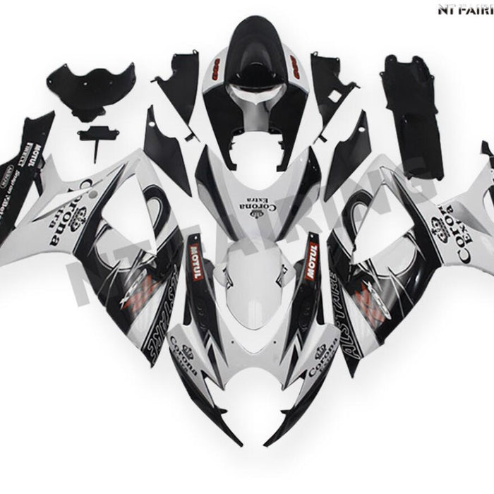 NT Aftermarket Injection ABS Plastic Fairing Fit for GSXR 600/750 2006-2007 White Black N010
