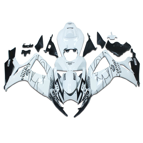 NT Aftermarket Injection ABS Plastic Fairing Kit Fit for GSXR 600/750 2006 2007 White Black N014