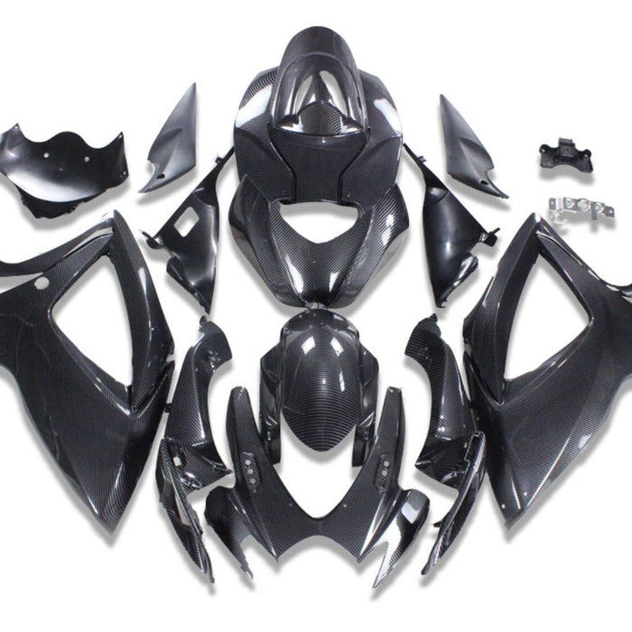 US STOCK NT Aftermarket Injection ABS Plastic Fairing Fit for GSXR 600/750 2006-2007 Carbon Fiber Look S01 Available in TX
