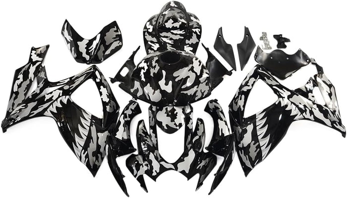 NT Aftermarket Injection ABS Plastic Fairing Kit Fit for GSXR 600/750 2006 2007 Black Gray White Shark Camo T154