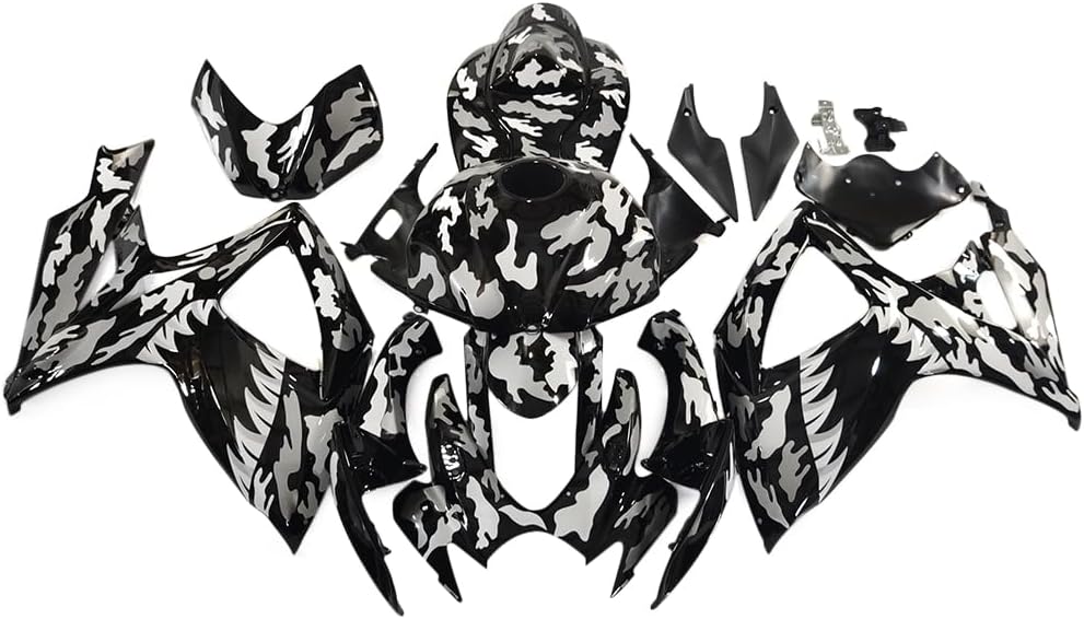 NT Fairing Fit for Suzuki 2006-2007 GSXR600/750 T154- Black Gray White Shark Camo | ABS Injection