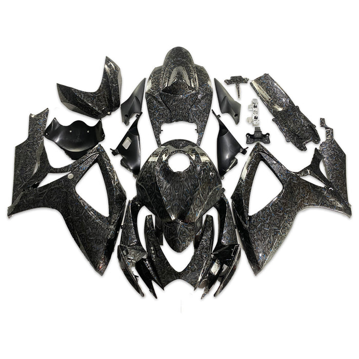 NT Aftermarket Injection ABS Plastic Fairing Kit Fit for GSXR 600/750 2006 2007 Black Blue Forged Carbon Fiber Look SU05
