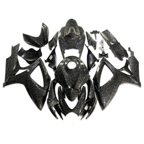 NT Aftermarket Injection ABS Plastic Fairing Kit Fit for GSXR 600/750 2006 2007 Black Blue Forged Carbon Fiber Look SU05