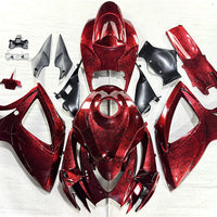 NT Aftermarket Injection ABS Plastic Fairing Kit Fit for GSXR 600/750 2006 2007 Red Ice Crack Forged Carbon Fiber Look SU11
