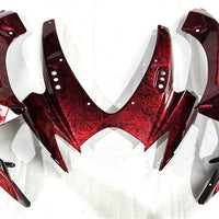 NT Aftermarket Injection ABS Plastic Fairing Kit Fit for GSXR 600/750 2006 2007 Red Ice Crack Forged Carbon Fiber Look SU11