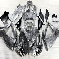 NT Aftermarket Injection ABS Plastic Fairing Kit Fit for GSXR 600/750 2006 2007 Black Ice Crack Forged Carbon Fiber Look SU12