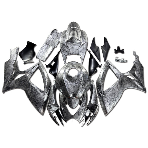 NT Aftermarket Injection ABS Plastic Fairing Kit Fit for GSXR 600/750 2006 2007 Black Ice Crack Forged Carbon Fiber Look SU12